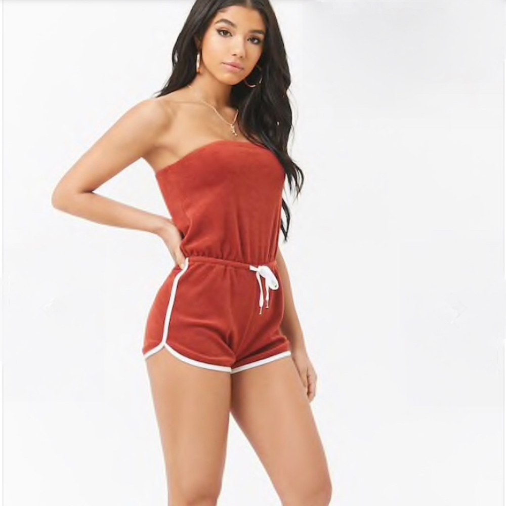 Forever21 Strapless French Terry Romper